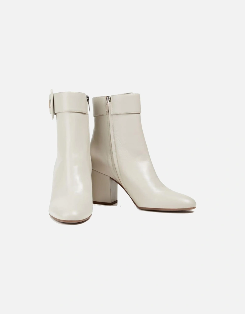 Lamb Leather Round Toe Boots with Side Zip Women - White