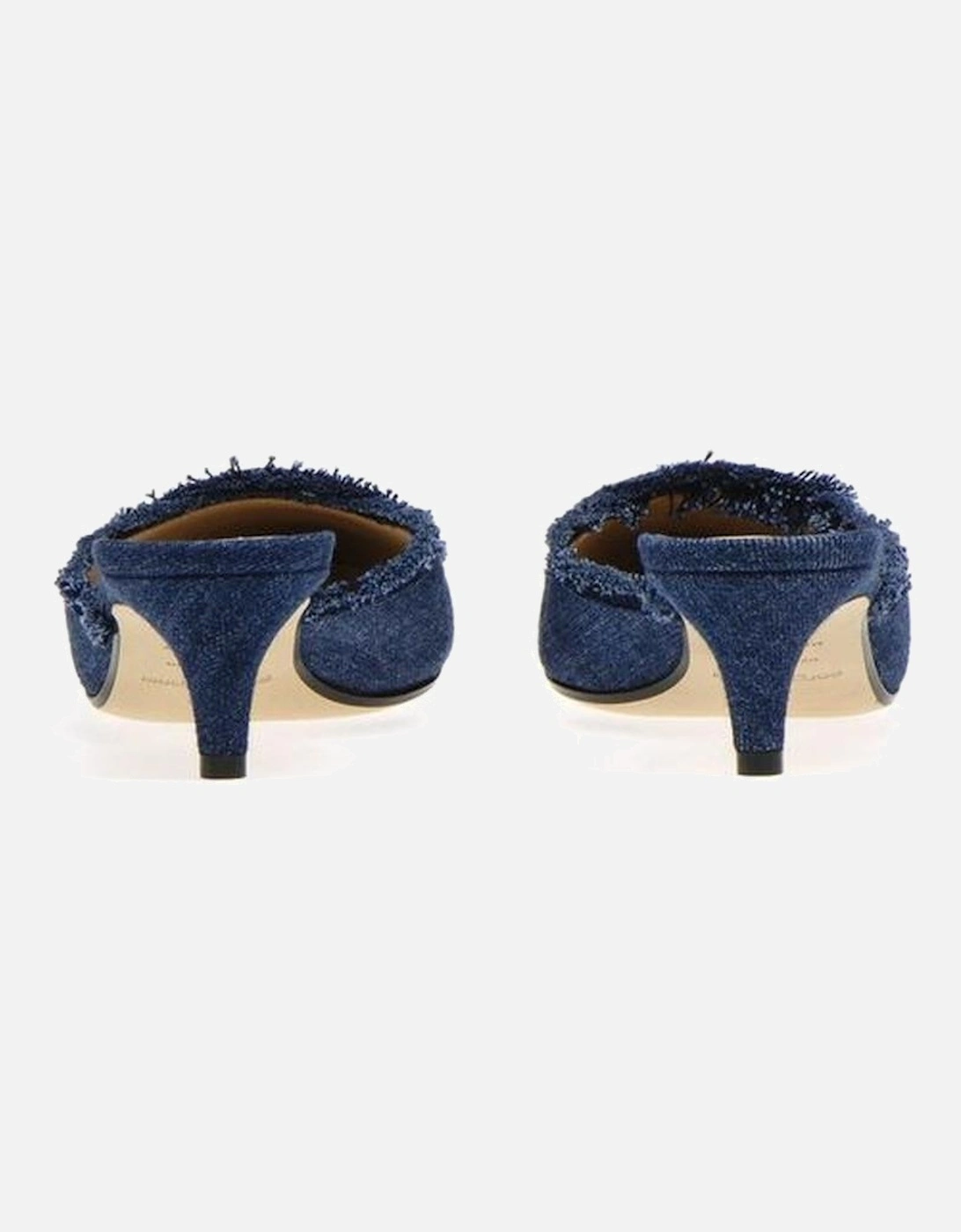 Canvas Fringe Pointed Toe Slip-On Heels Women - Blue Shoes