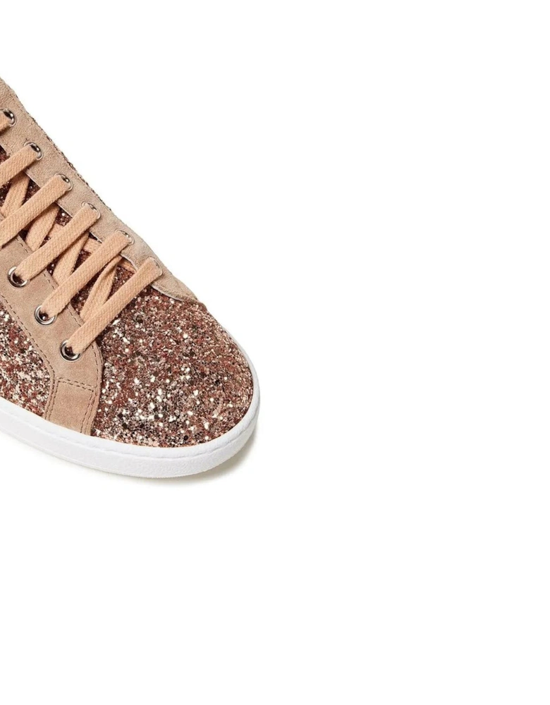 Glitter Suede Lace-Up Sneakers Women - Rose Gold