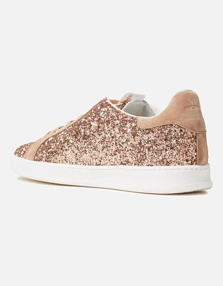 Glitter Suede Lace-Up Sneakers Women - Rose Gold