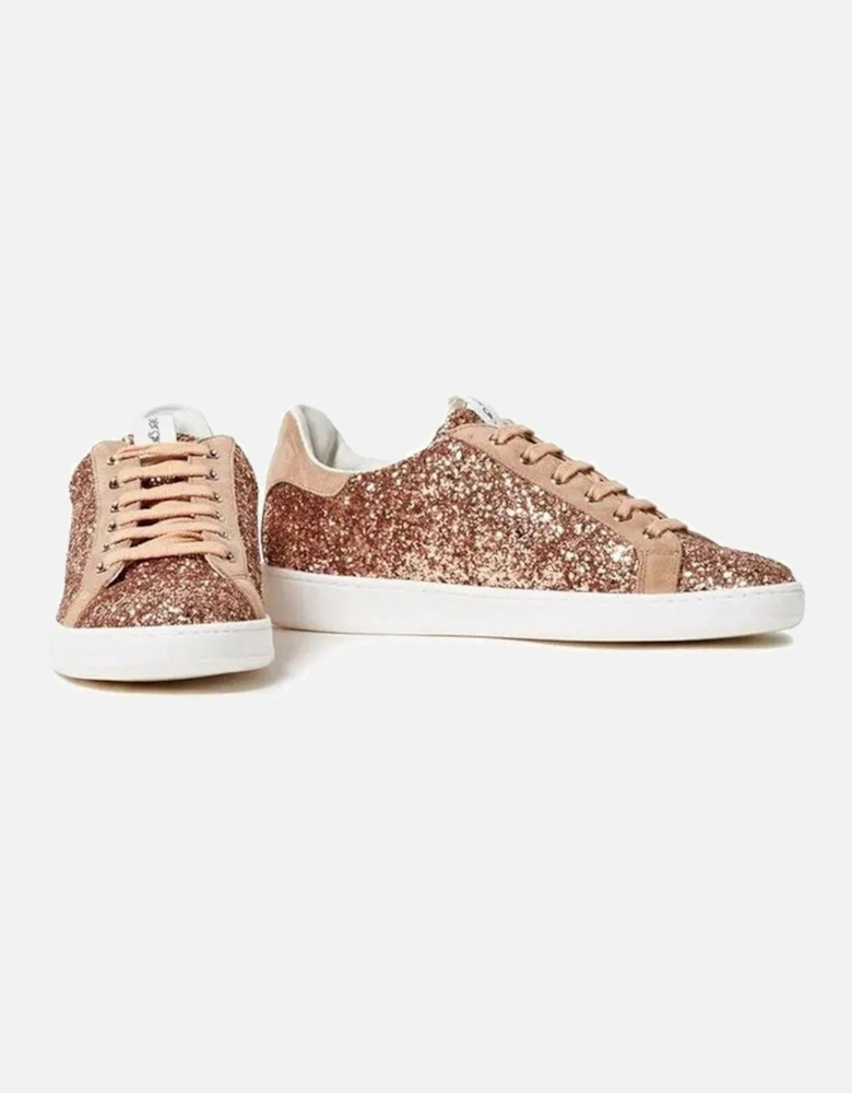 Glitter Suede Lace-Up Sneakers Women - Rose Gold