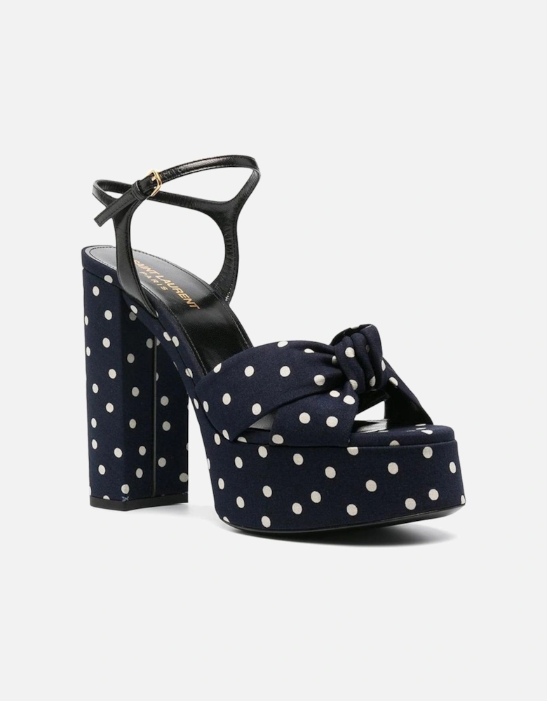 Leather Platform Heel Cotton Shoes Women - Blue Sandals