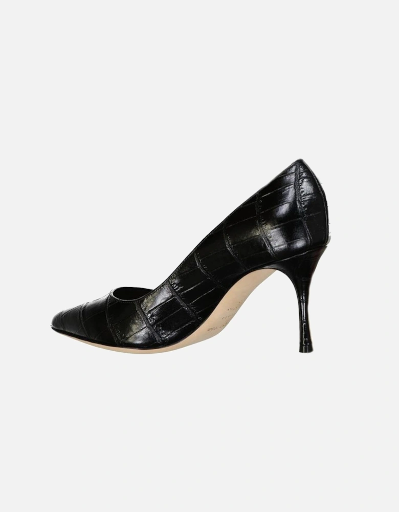 Pointed Toe Leather Slip-On Heels Women - Black Pumps