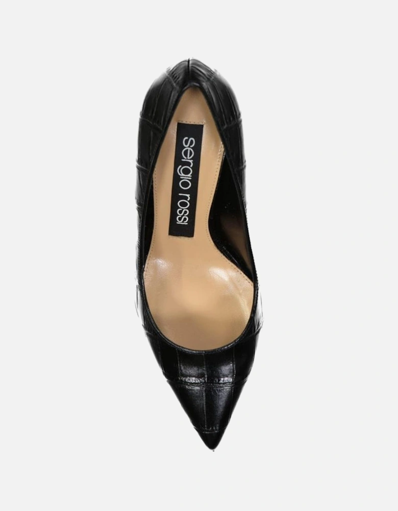 Pointed Toe Leather Slip-On Heels Women - Black Pumps