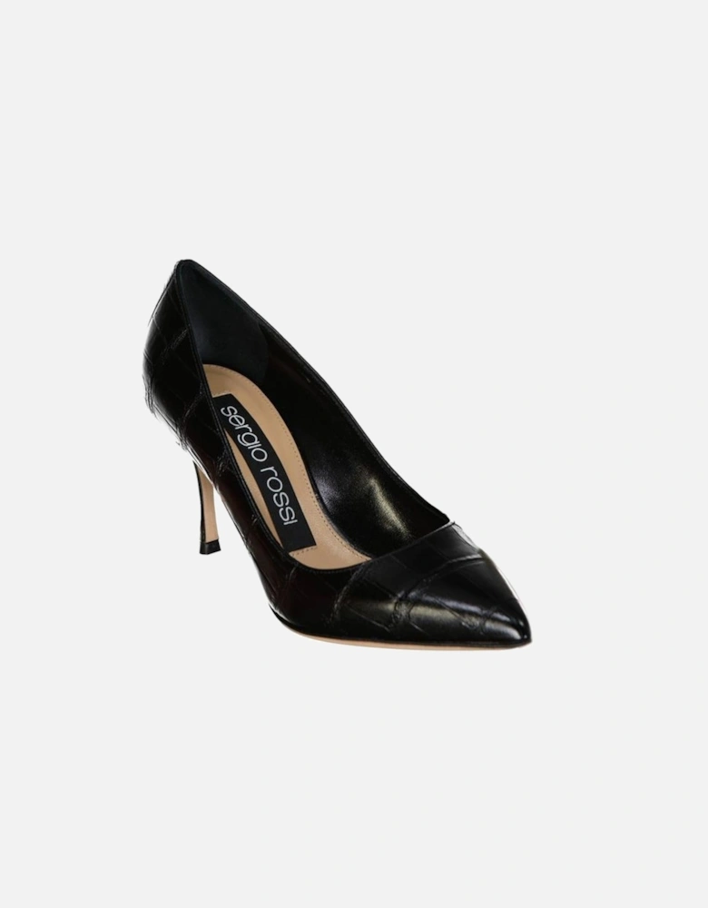 Pointed Toe Leather Slip-On Heels Women - Black Pumps