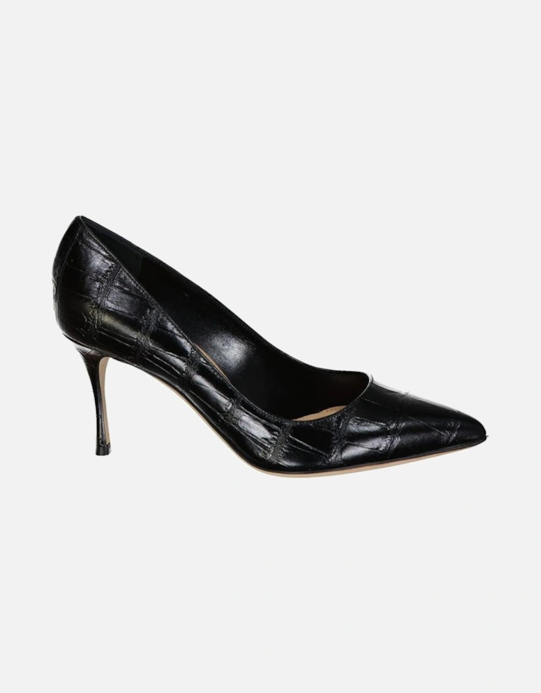 Pointed Toe Leather Slip-On Heels Women - Black Pumps