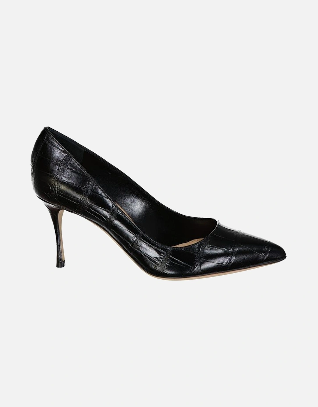 Pointed Toe Leather Slip-On Heels Women - Black Pumps, 5 of 4