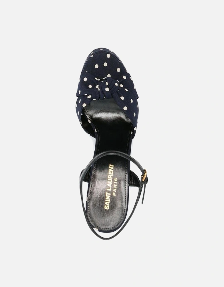 Leather Platform Heel Cotton Shoes Women - Blue Sandals