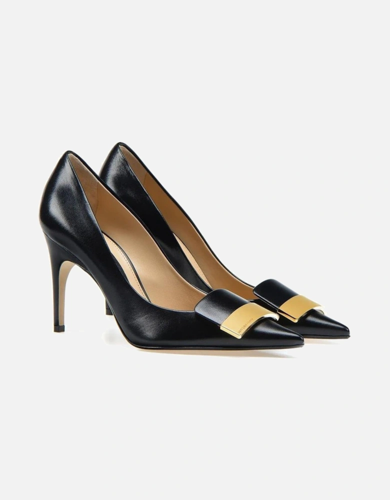 Pointed Toe Leather Slip-On Heels Women - Black Pumps