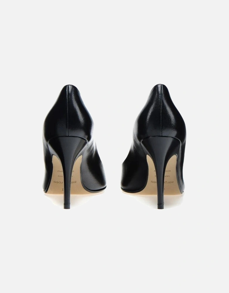 Pointed Toe Leather Slip-On Heels Women - Black Pumps