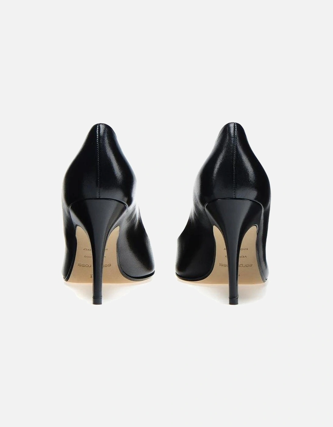 Pointed Toe Leather Slip-On Heels Women - Black Pumps