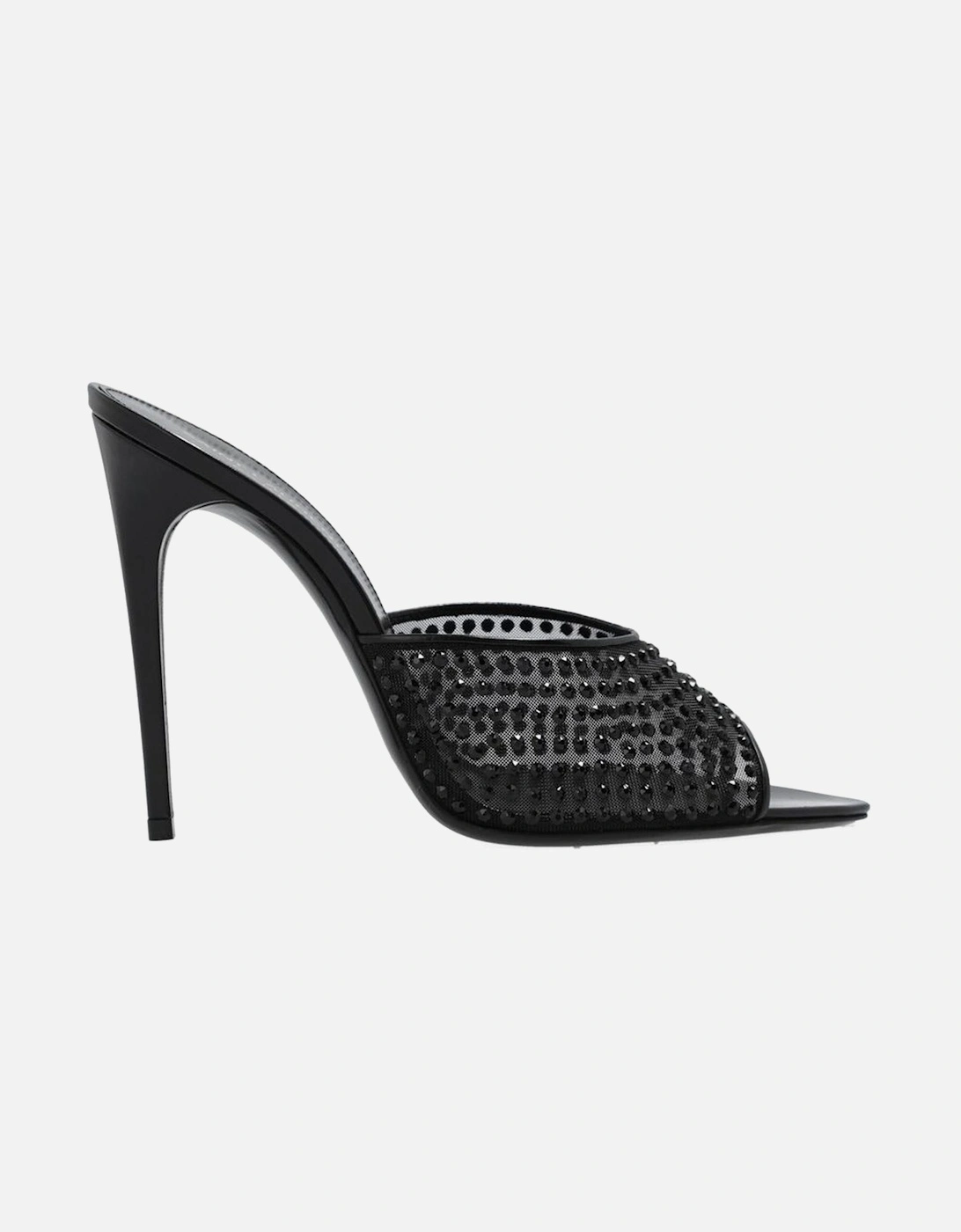 Crystal Embellished Leather Heel Shoes Women - Black, 5 of 4