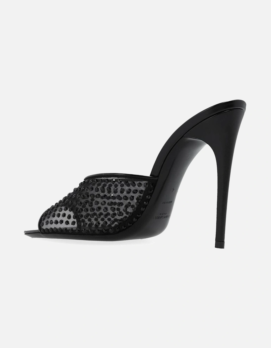 Crystal Embellished Leather Heel Shoes Women - Black