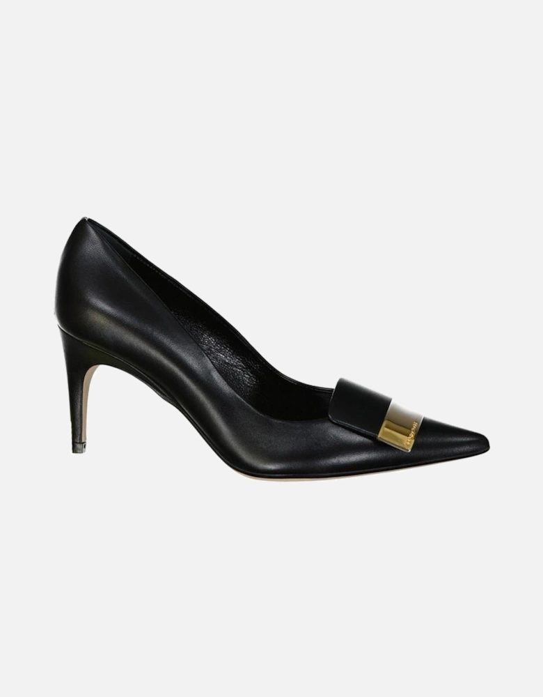 Calf Leather Pointed Toe Slip-On Heels Women - Black Pumps