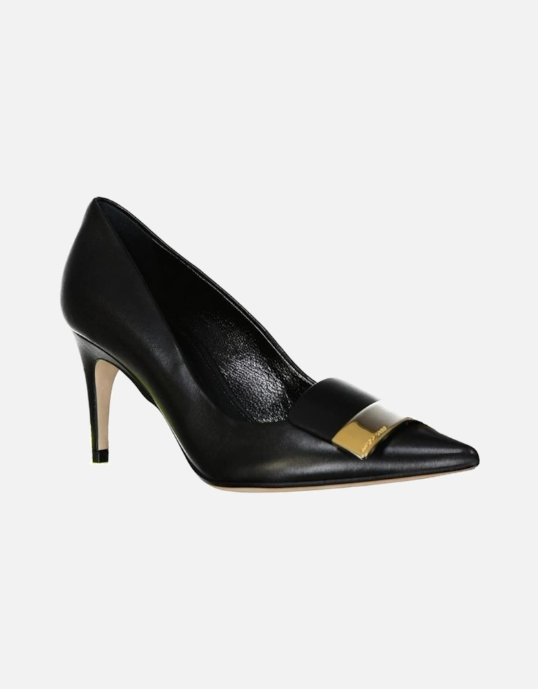 Calf Leather Pointed Toe Slip-On Heels Women - Black Pumps