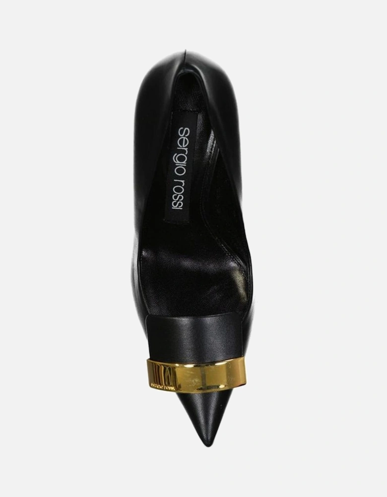 Calf Leather Pointed Toe Slip-On Heels Women - Black Pumps