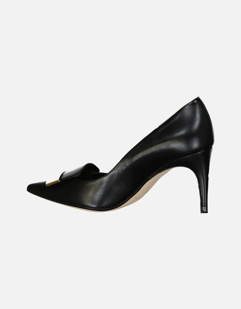 Calf Leather Pointed Toe Slip-On Heels Women - Black Pumps