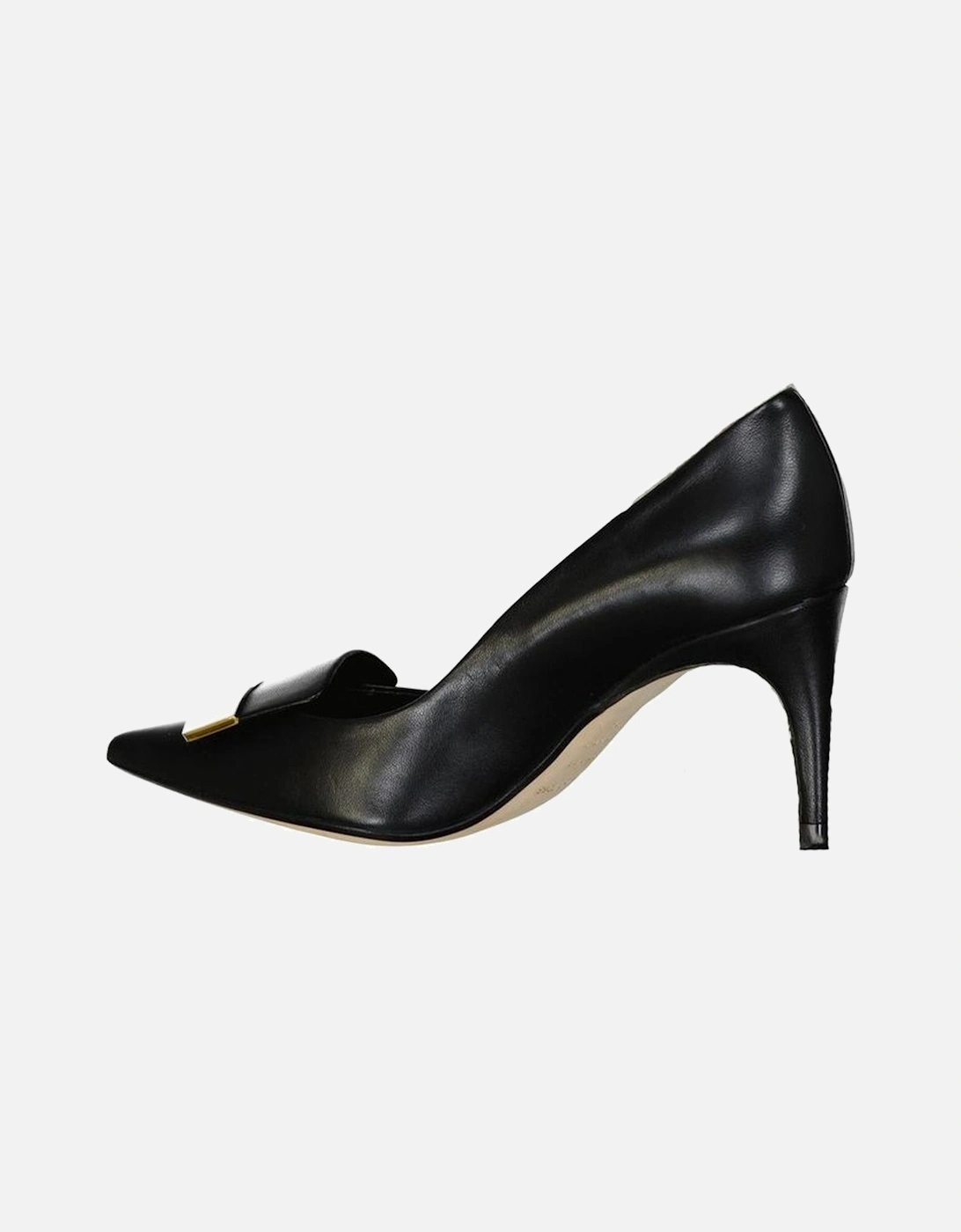 Calf Leather Pointed Toe Slip-On Heels Women - Black Pumps