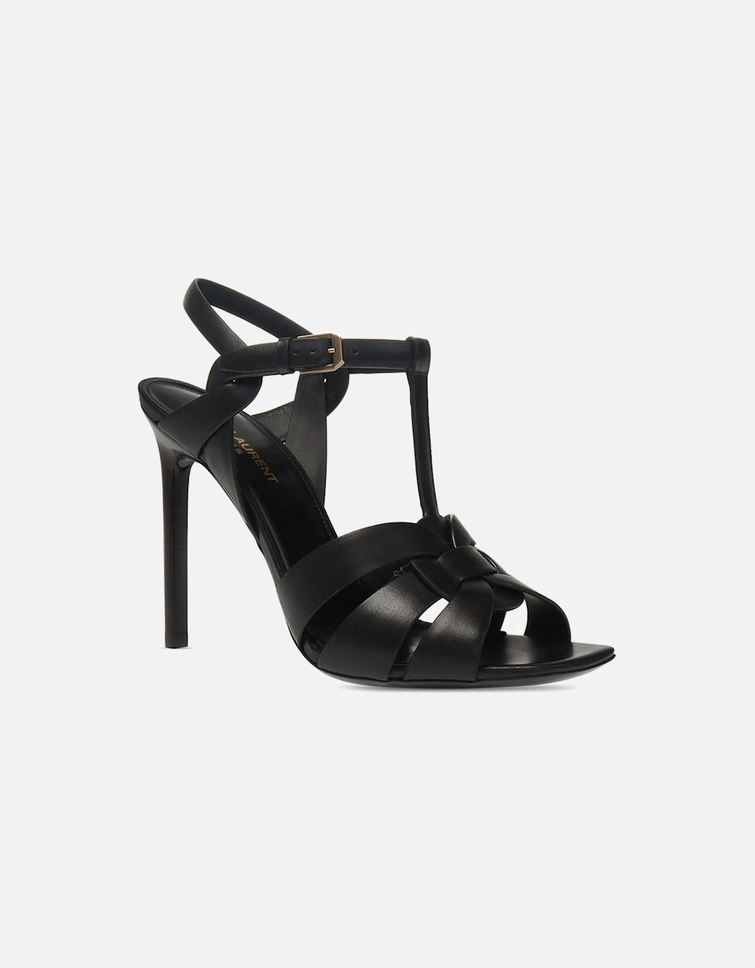 Calf Leather Logo Ankle Buckle Closure Shoes Women - Black Sandals
