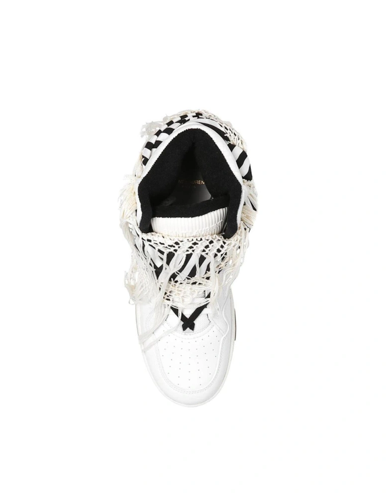 Calf Leather Sneakers with Bandana Detail Women - White
