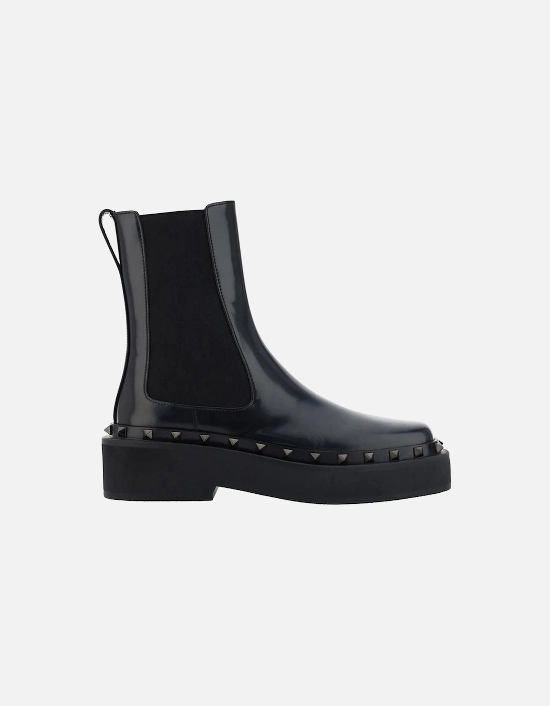 Square Toe Leather Ankle Boots with Metal Studs Women - Black, 5 of 4