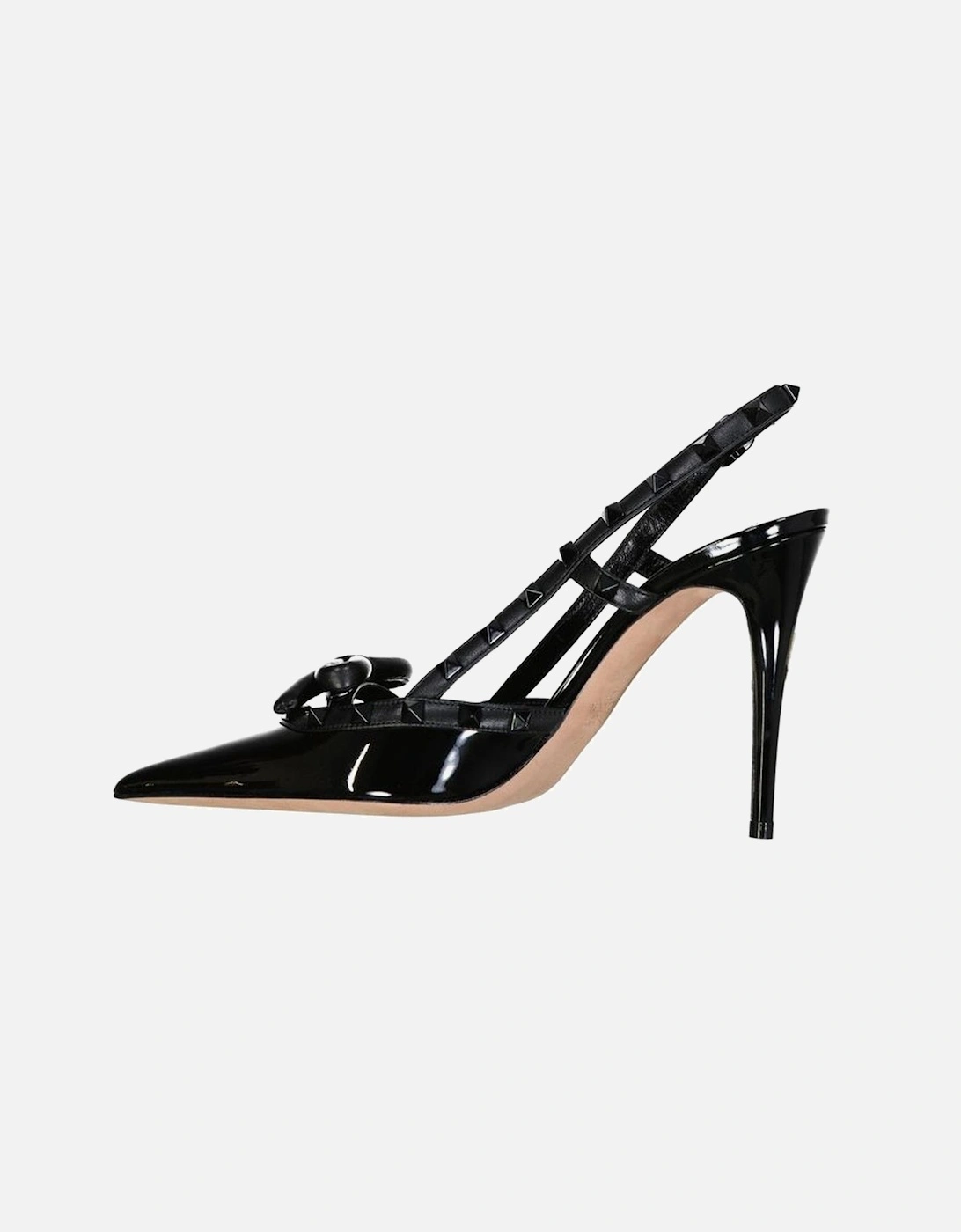 Pointed Toe Patent Leather Heels with Bow Women - Black Pumps