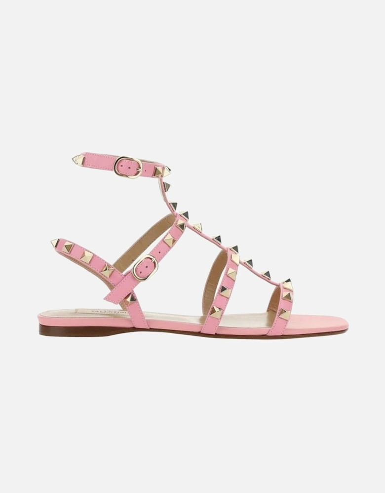 Calf Leather Studded Ankle Strap Sandals Women - Multicolor