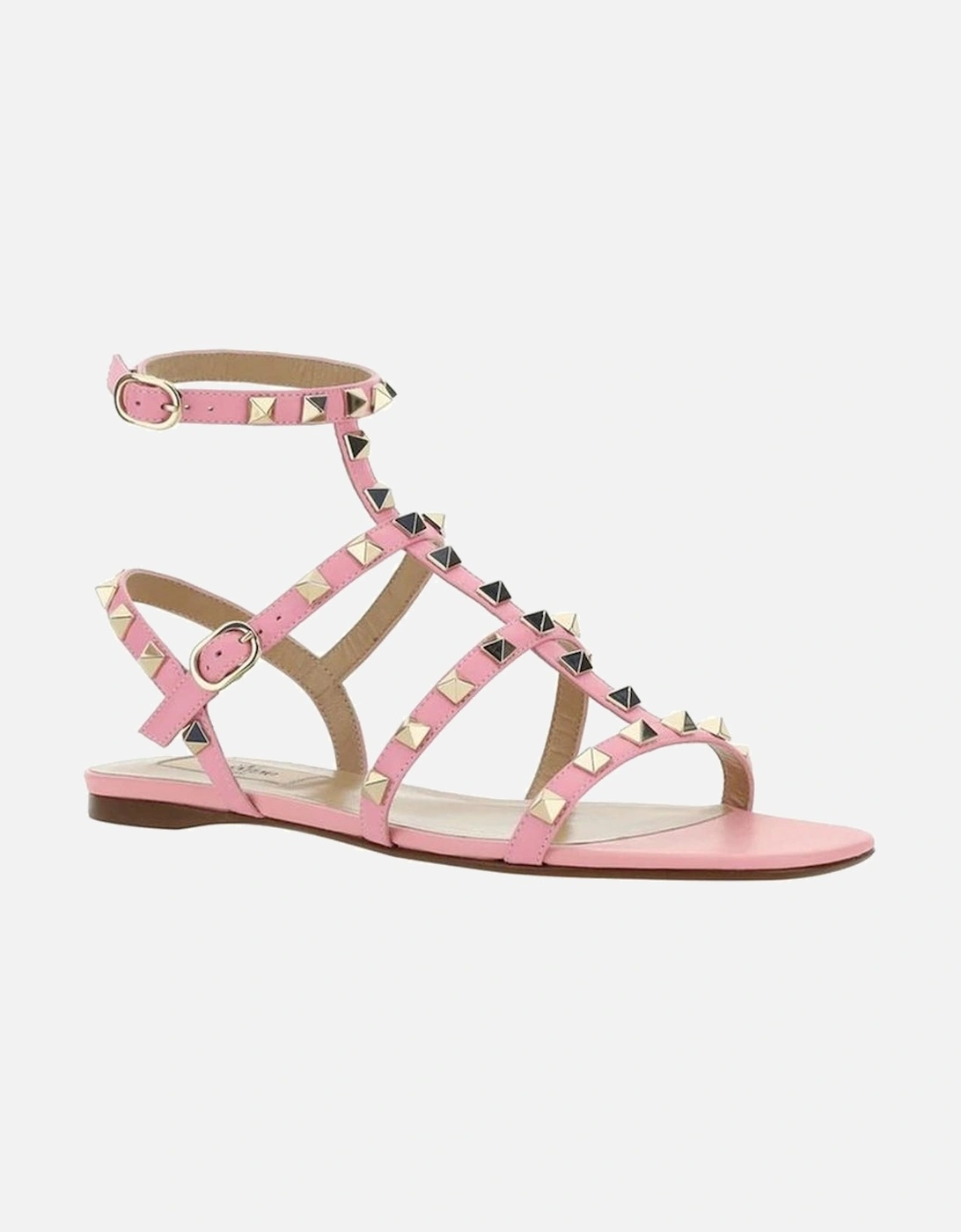Calf Leather Studded Ankle Strap Sandals Women - Multicolor
