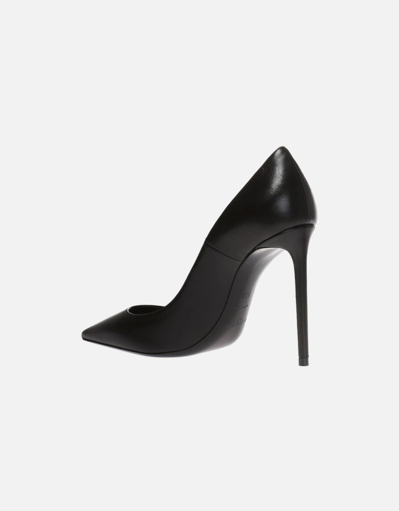 Pointed Toe Leather Heeled Shoes Women - Black Pumps