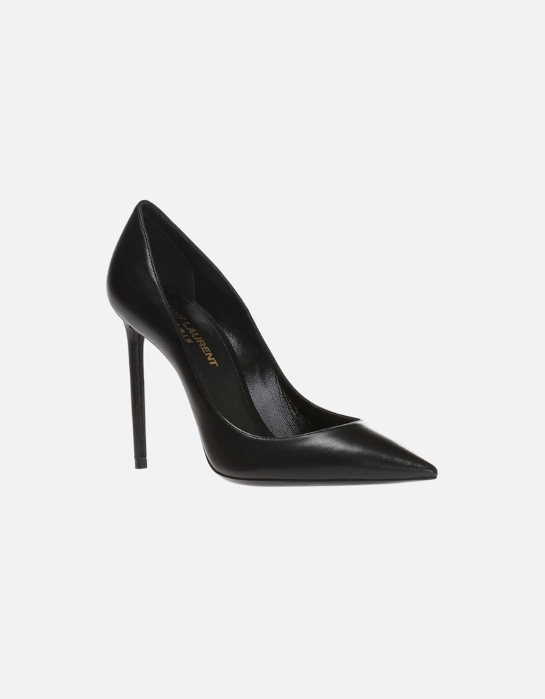 Pointed Toe Leather Heeled Shoes Women - Black Pumps