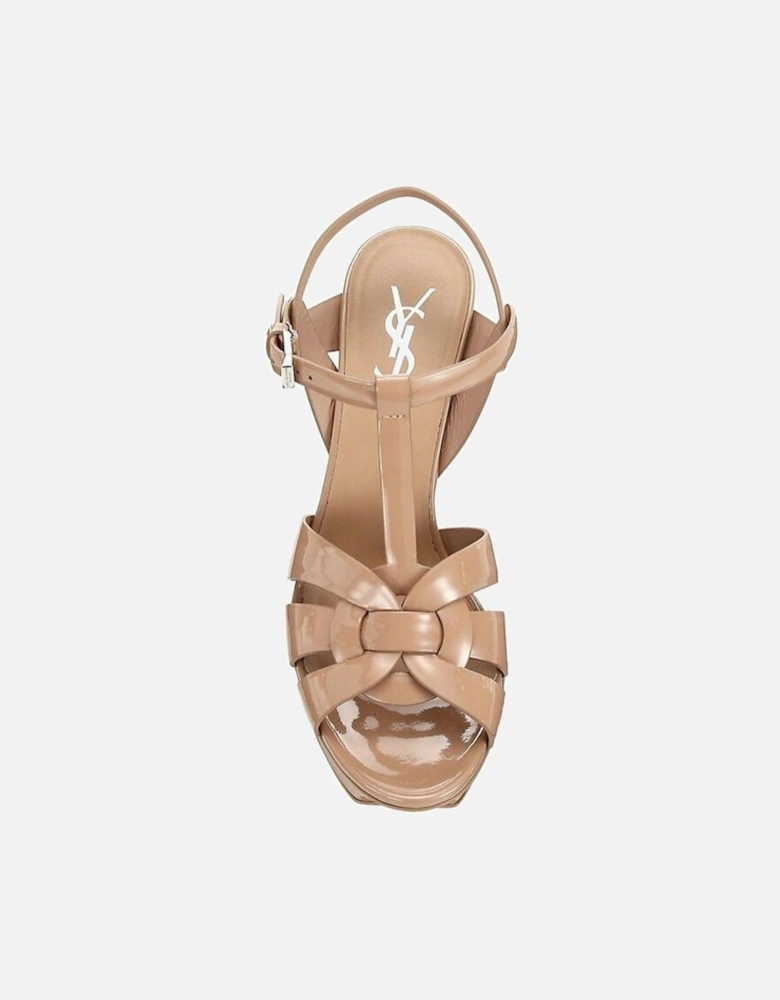 Patent Leather Heels with Adjustable Buckle Women - Beige Sandals