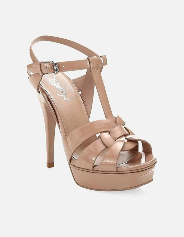 Patent Leather Heels with Adjustable Buckle Women - Beige Sandals