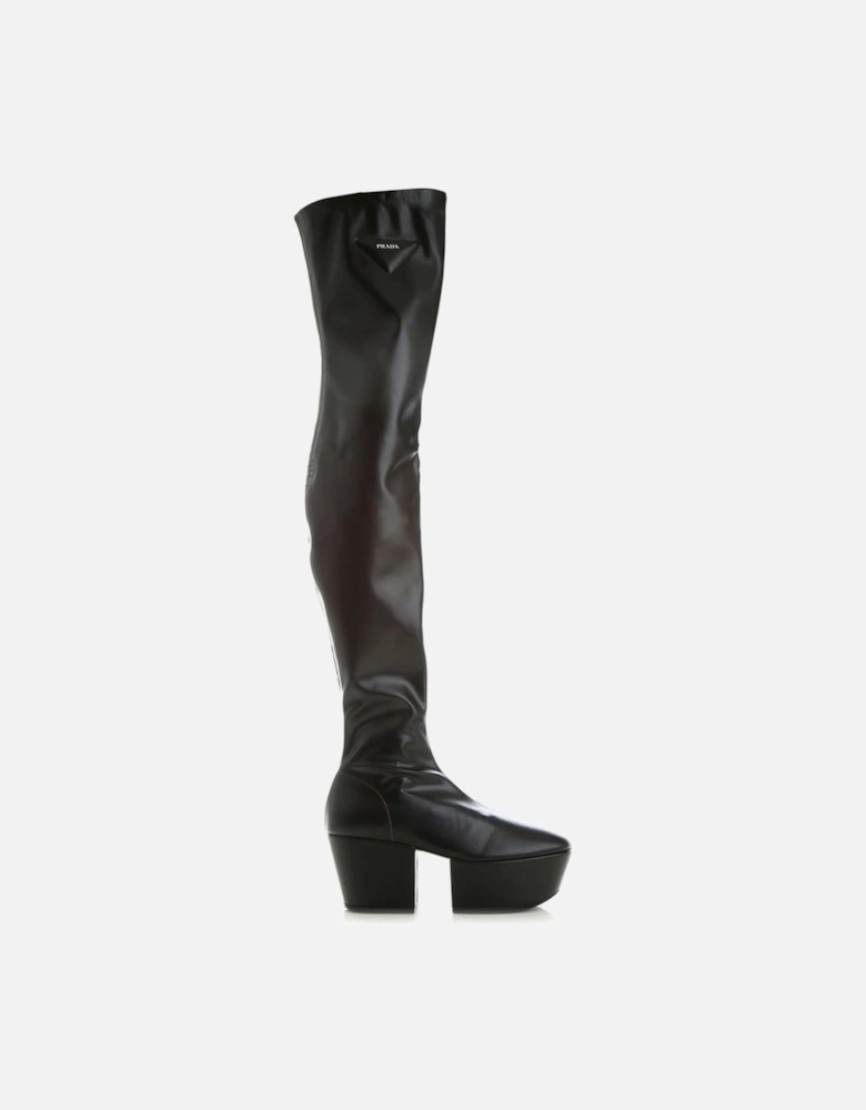 Calf Leather Slip-On Boots with Side Zip Women - Black