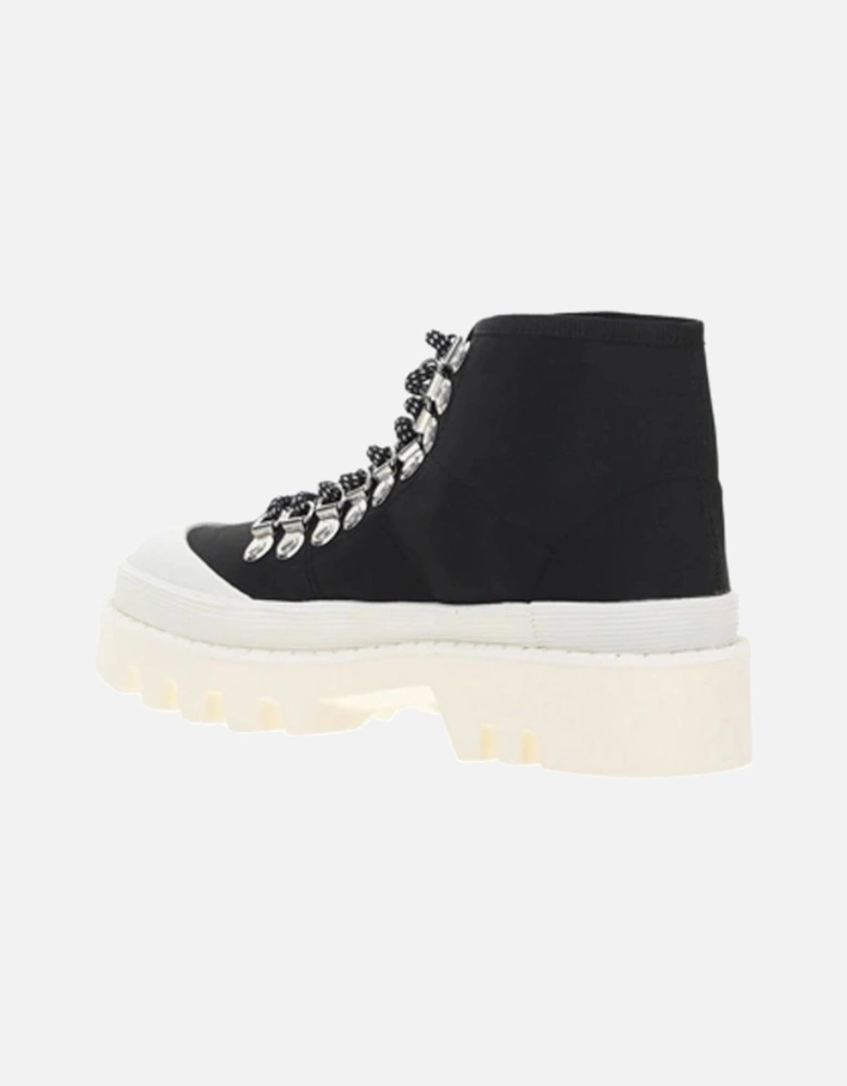 Canvas Lace-Up Sneakers with Rubber Sole Women - Black