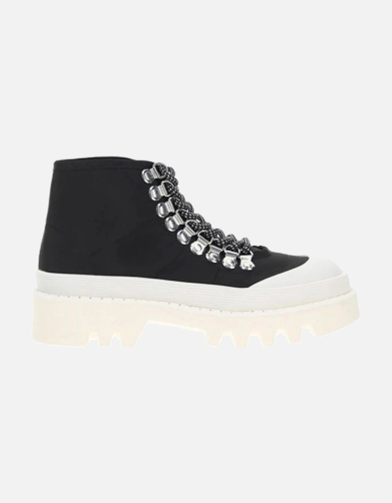 Canvas Lace-Up Sneakers with Rubber Sole Women - Black