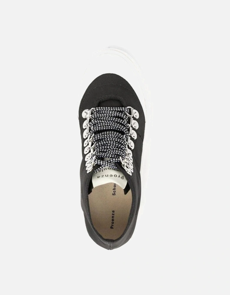 Canvas Lace-Up Sneakers with Rubber Sole Women - Black