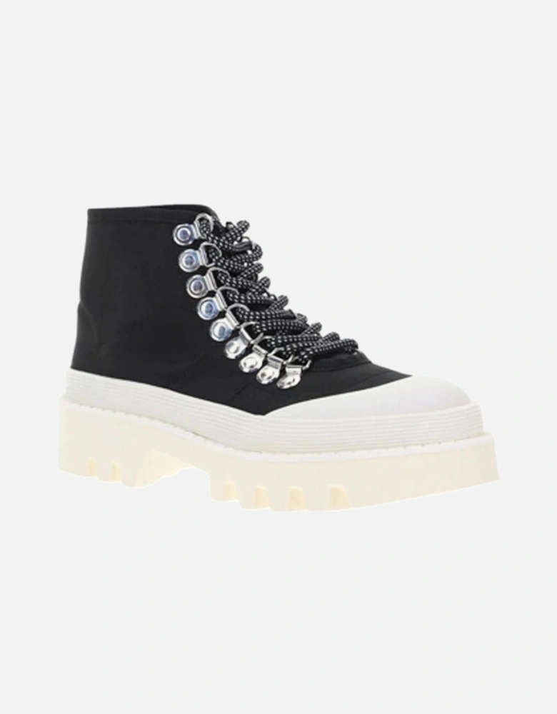 Canvas Lace-Up Sneakers with Rubber Sole Women - Black