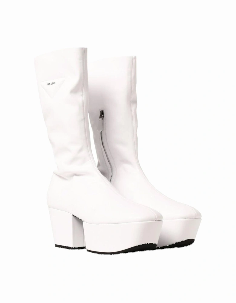 Contrast Logo Detail Ankle Boots with Side Zip Women - White