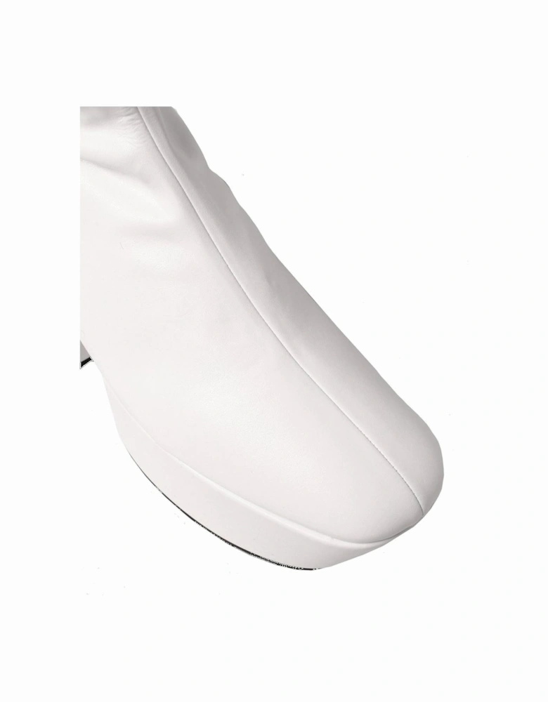 Contrast Logo Detail Ankle Boots with Side Zip Women - White