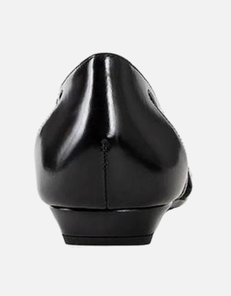 Pointed Toe Cut-Out Leather Flats Women - Black Shoes