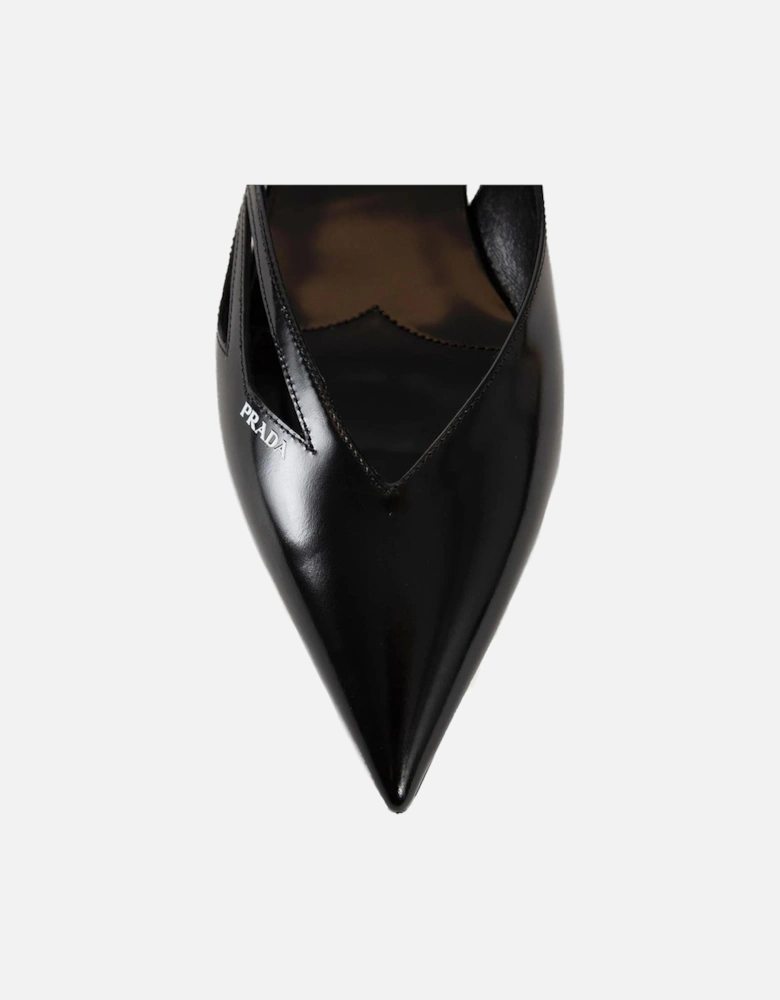 Pointed Toe Cut-Out Leather Flats Women - Black Shoes
