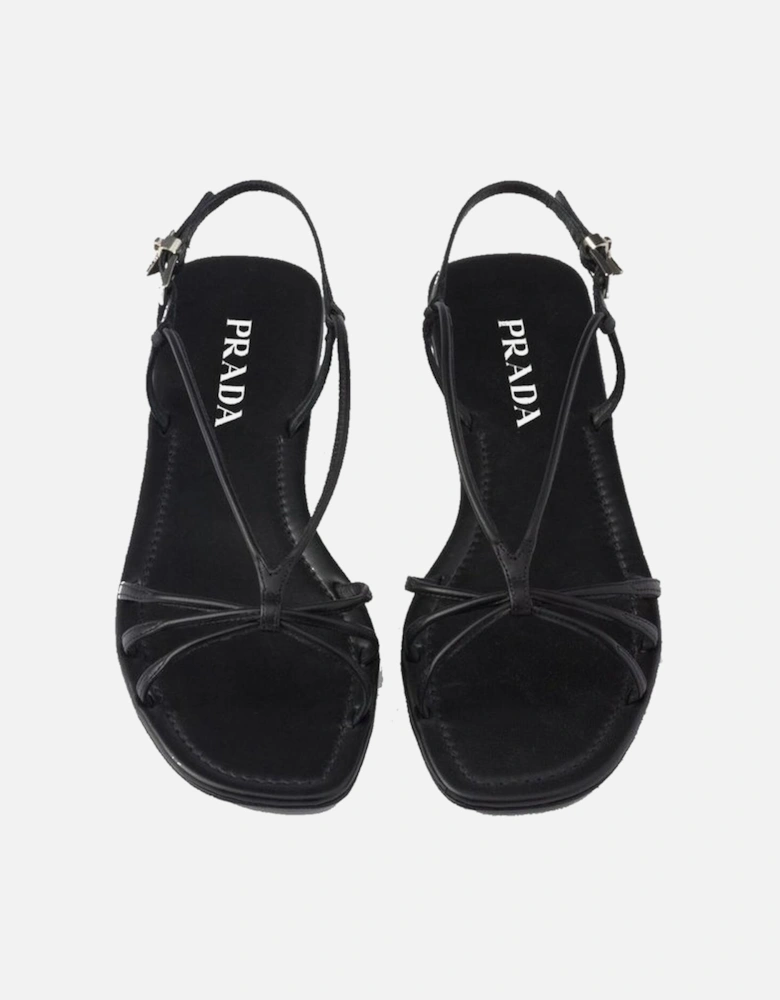 Calf Leather Open Toe Square Toe Sandals Women - Black