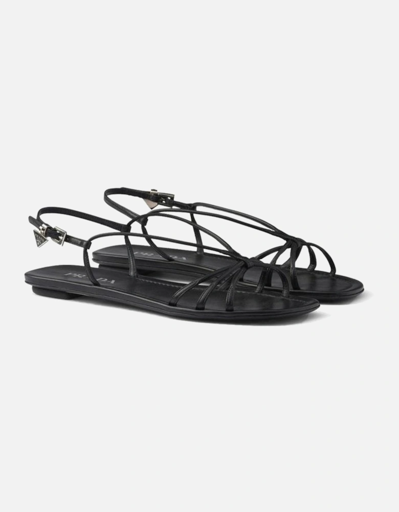 Calf Leather Open Toe Square Toe Sandals Women - Black