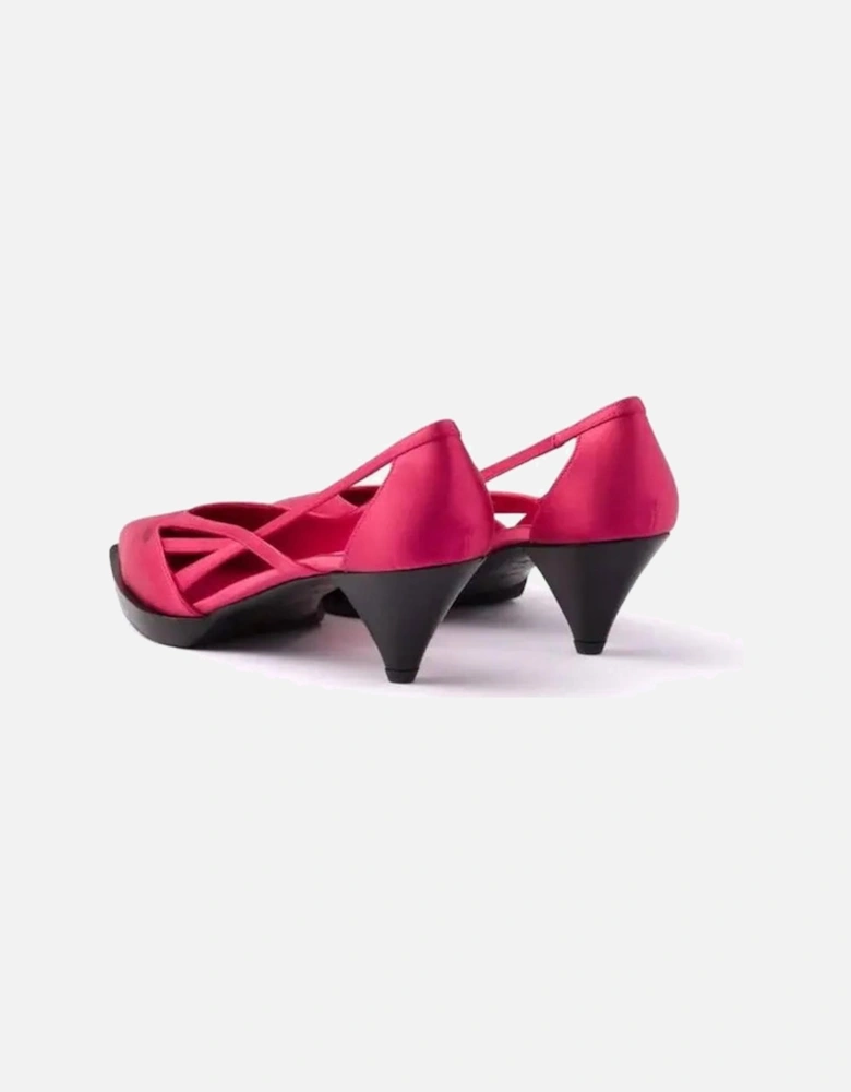 Silk Pointed Toe Cut-Out Slip-On Heels Women - Multicolor Pumps