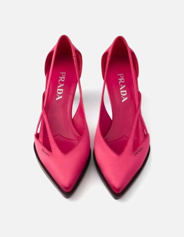 Silk Pointed Toe Cut-Out Slip-On Heels Women - Multicolor Pumps
