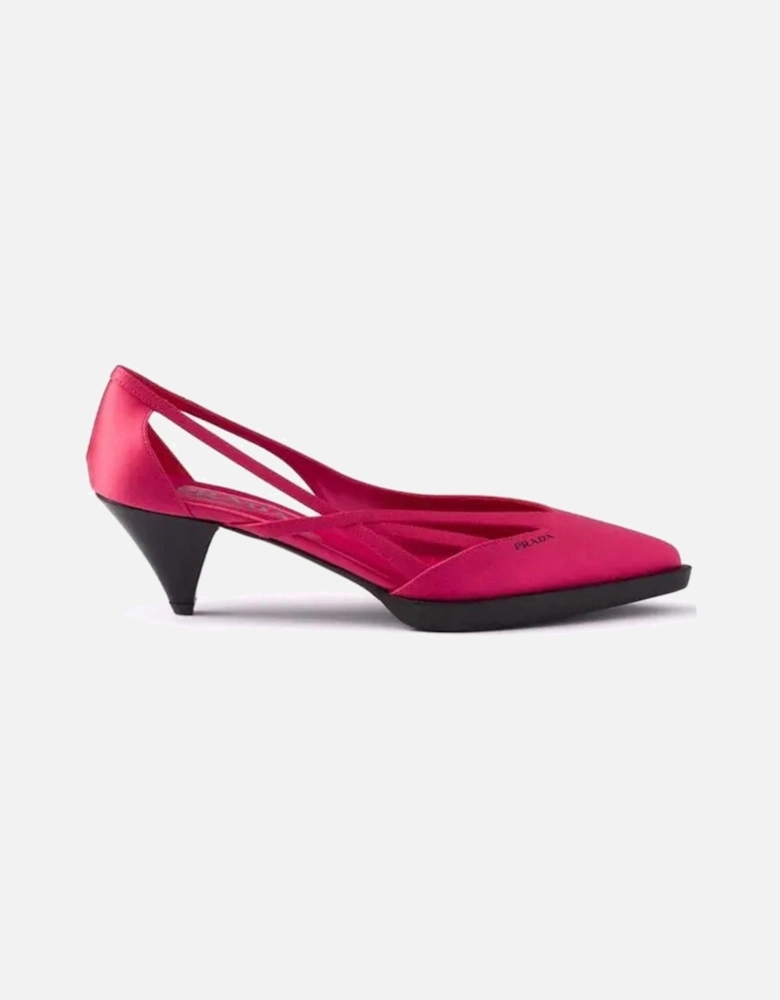 Silk Pointed Toe Cut-Out Slip-On Heels Women - Multicolor Pumps
