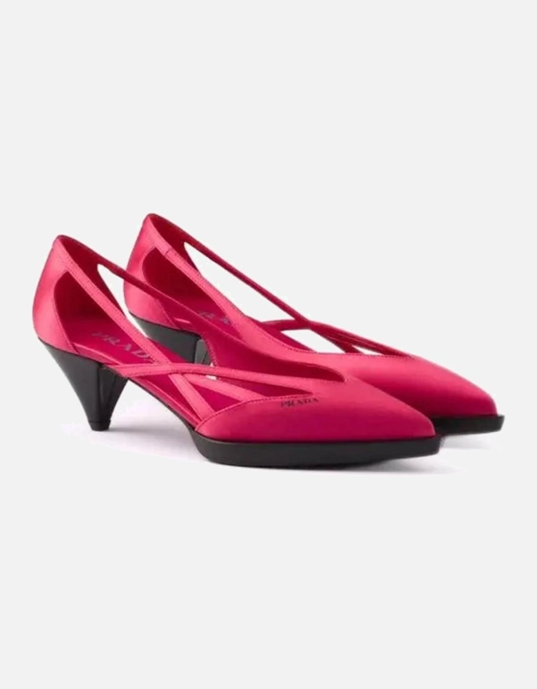 Silk Pointed Toe Cut-Out Slip-On Heels Women - Multicolor Pumps