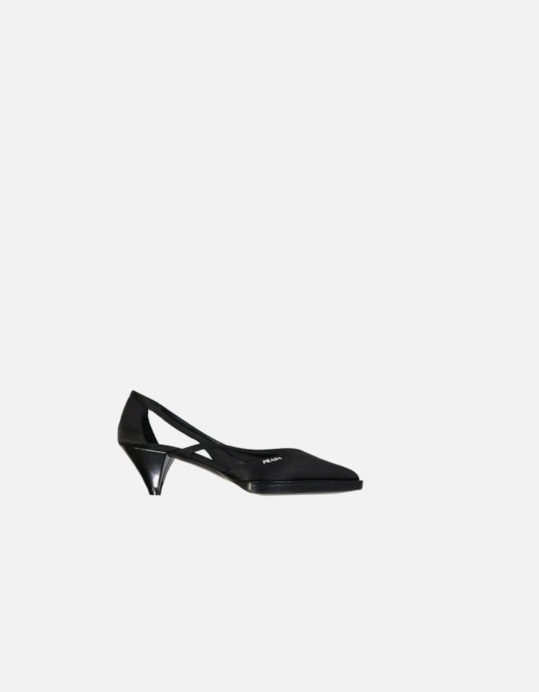 Silk Slip-On Pointed Toe Cut-Out Heels Women - Black Pumps