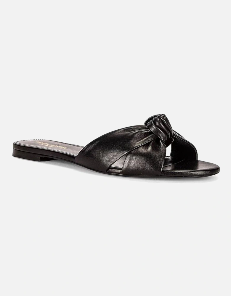 Calf Leather Open Toe Slide Sandals Women - Black Shoes