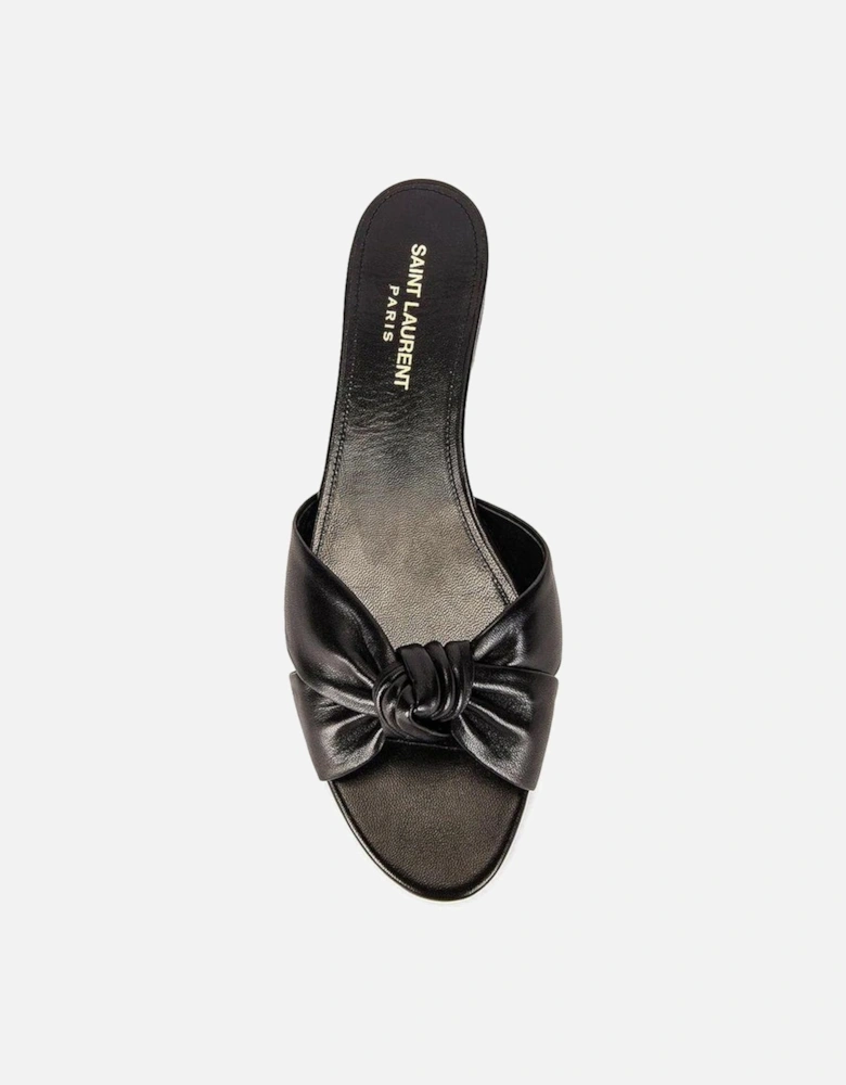 Calf Leather Open Toe Slide Sandals Women - Black Shoes